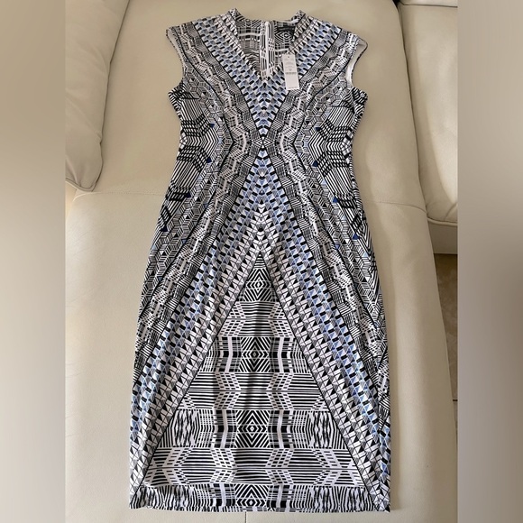 Whbm Petite Cap-Sleeve Printed Knit Sheath Dress size 6 /small - Picture 4 of 6